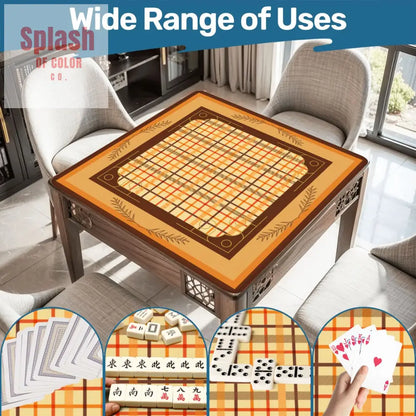Mahjong Mat Plaid Brown Orange Yellow Mahj Game Mat Daily Accessories
