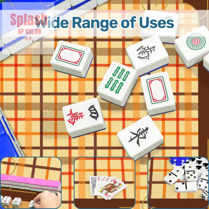 Mahjong Mat Plaid Brown Orange Yellow Mahj Game Mat Daily Accessories