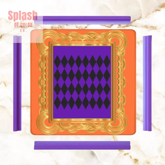 Mahjong Mat Renaissance Orange Purple Gold Mahjong Game Mat 31.5’’x31.5’’ Daily Accessories