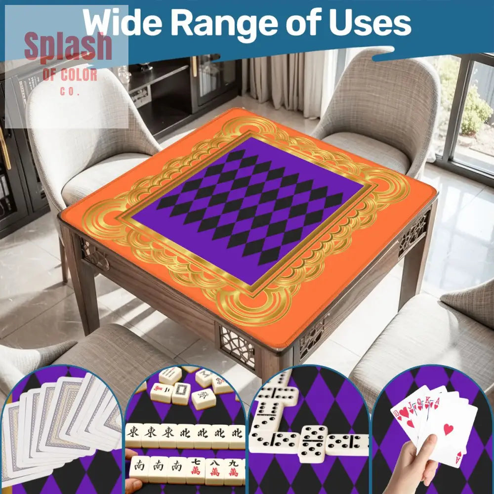 Mahjong Mat Renaissance Orange Purple Gold Mahjong Game Mat 31.5’’x31.5’’ Daily Accessories
