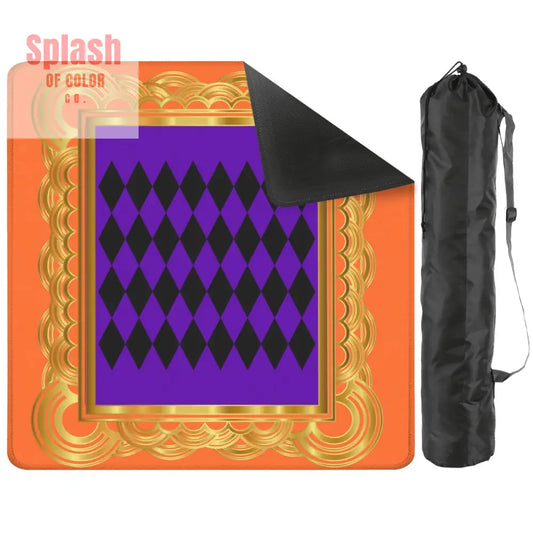 Mahjong Mat Renaissance Orange Purple Gold Mahjong Game Mat 31.5’’x31.5’’ Daily Accessories