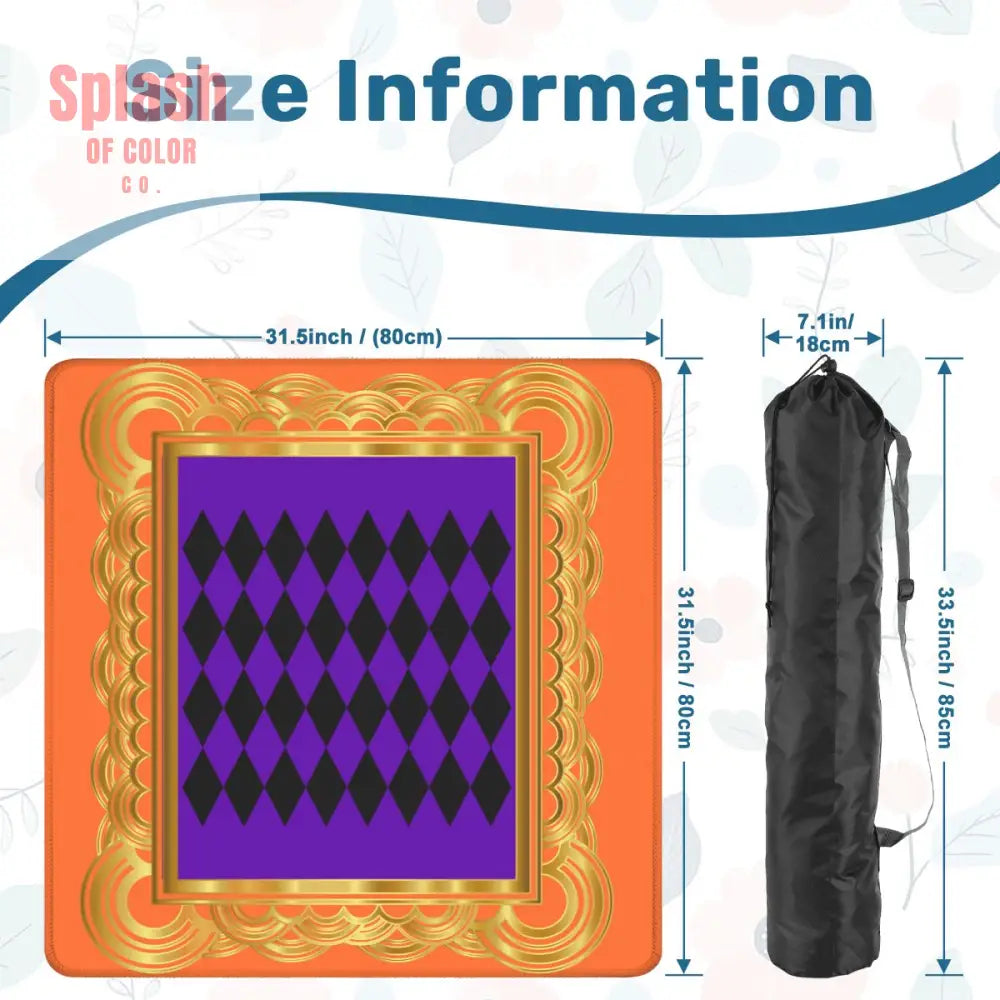 Mahjong Mat Renaissance Orange Purple Gold Mahjong Game Mat 31.5’’x31.5’’ Daily Accessories