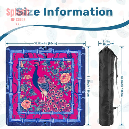 Mahjong Mat Royal Blue Fushcia Pink Floral Peacock Mahj Game Mat Daily Accessories