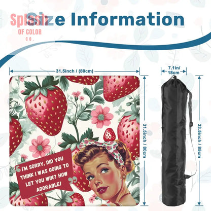 Mahjong Mat Sassy Fun Vintage Gal Strawberry Fields Snarky Mahj Mat - 31.5’’x31.5’’ - Daily Accessories
