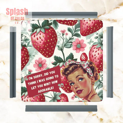 Mahjong Mat Sassy Fun Vintage Gal Strawberry Fields Snarky Mahj Mat - 31.5’’x31.5’’ - Daily Accessories