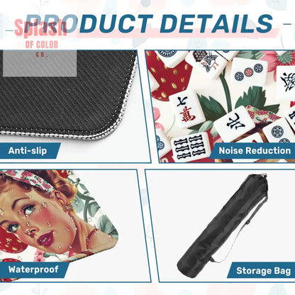 Mahjong Mat Sassy Fun Vintage Gal Strawberry Fields Snarky Mahj Mat - 31.5’’x31.5’’ - Daily Accessories