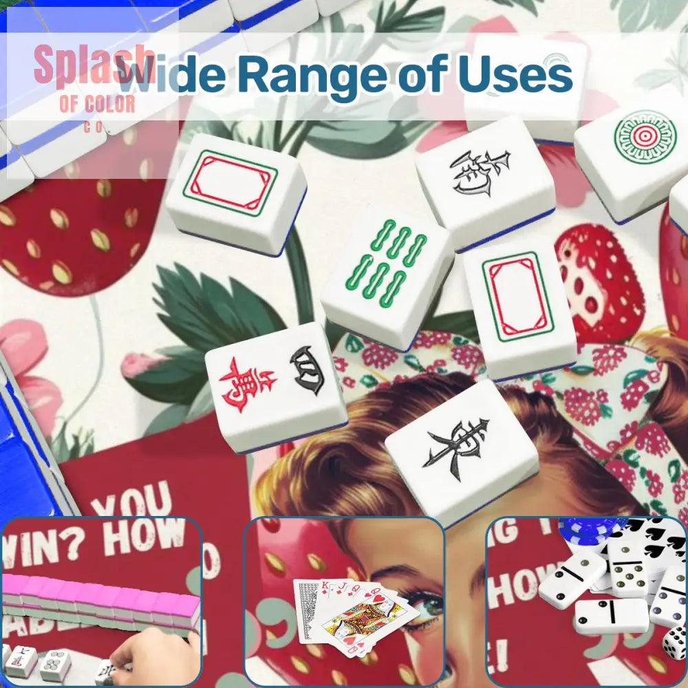 Mahjong Mat Sassy Fun Vintage Gal Strawberry Fields Snarky Mahj Mat - 31.5’’x31.5’’ - Daily Accessories