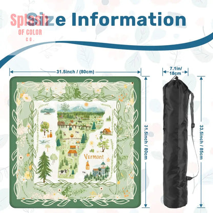 Mahjong Mat State Of Vermont Green Floral Preppy Pride Mahj Mat - Daily Accessories