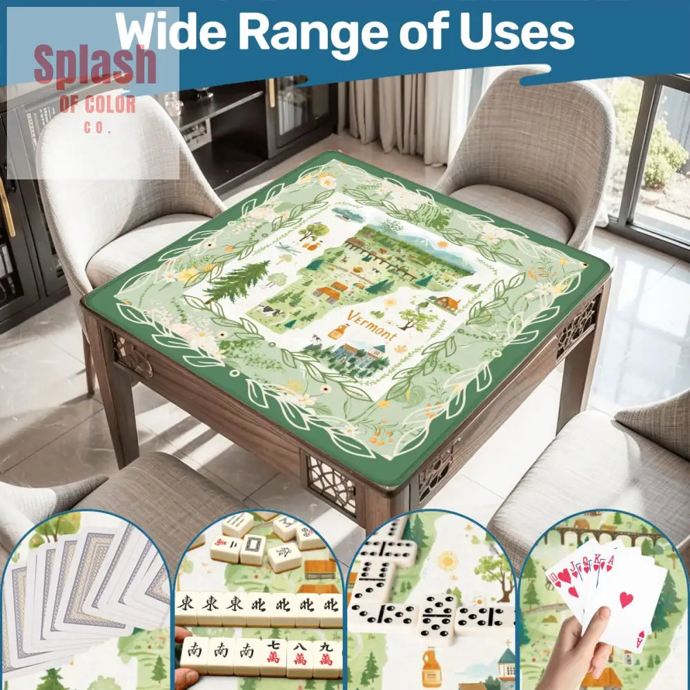 Mahjong Mat State Of Vermont Green Floral Preppy Pride Mahj Mat - Daily Accessories
