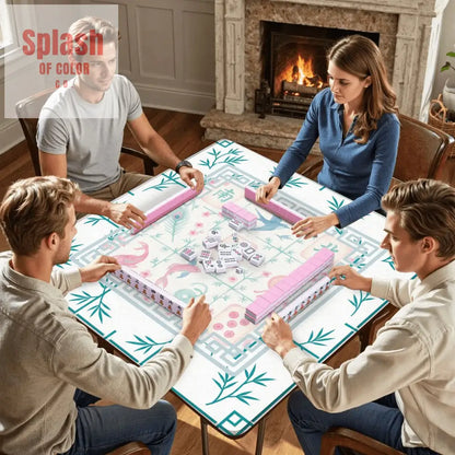 Mahjong Mat Watercolor Asian Zen Floral Pastel Mahjong Tile Game Mat 31.5’’x31.5’’ Daily Accessories