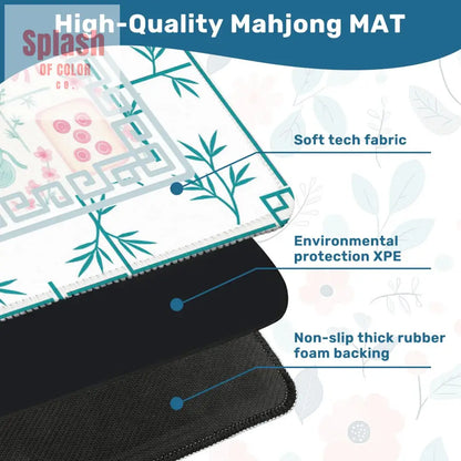 Mahjong Mat Watercolor Asian Zen Floral Pastel Mahjong Tile Game Mat 31.5’’x31.5’’ Daily Accessories