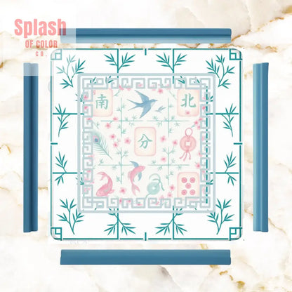 Mahjong Mat Watercolor Asian Zen Floral Pastel Mahjong Tile Game Mat 31.5’’x31.5’’ Daily Accessories