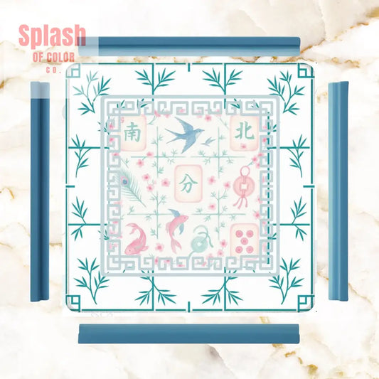 Mahjong Mat Watercolor Asian Zen Floral Pastel Mahjong Tile Game Mat 31.5’’x31.5’’ Daily Accessories