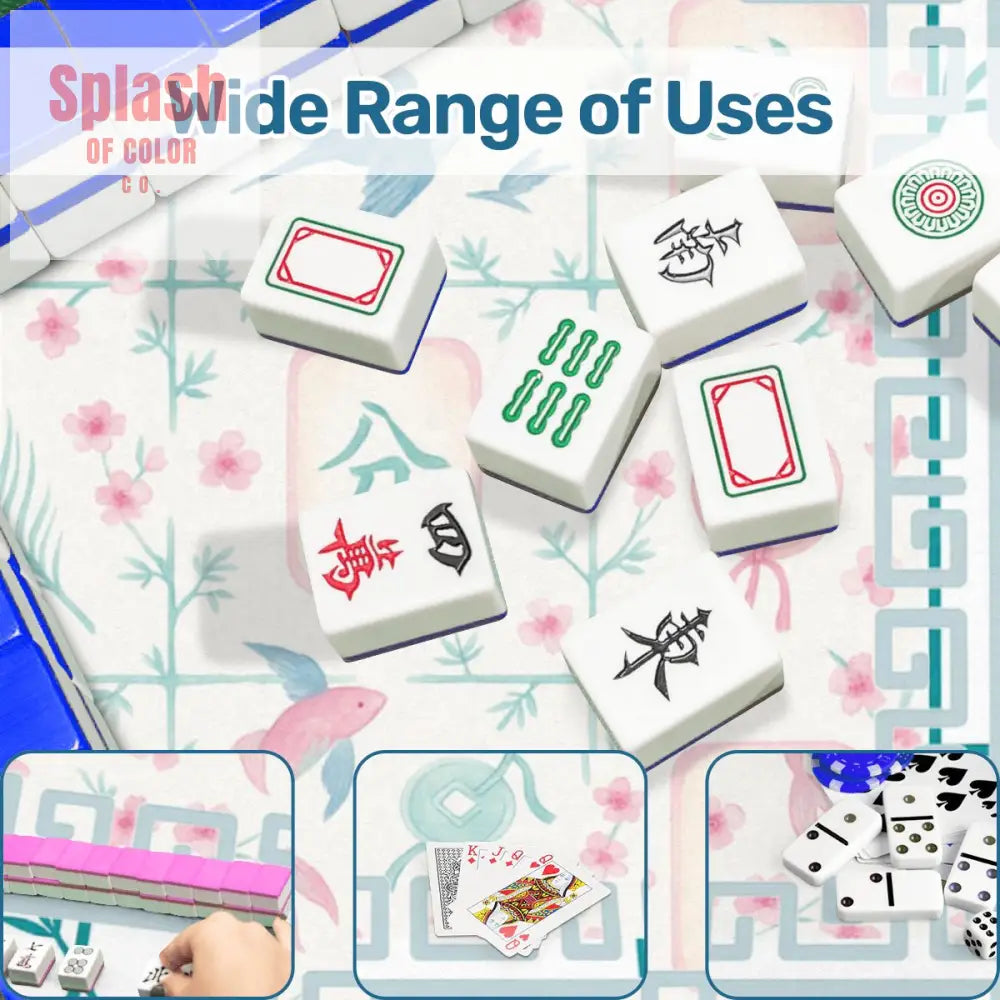 Mahjong Mat Watercolor Asian Zen Floral Pastel Mahjong Tile Game Mat 31.5’’x31.5’’ Daily Accessories