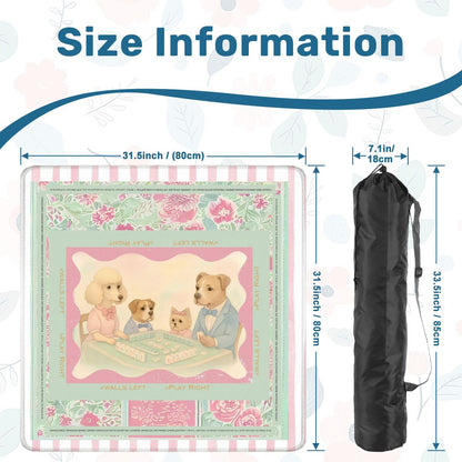Mahjong Mat Watercolor Dogs Playing Mahjong Cute Preppy Quirky Learning Mahj Mat - 31.5’’x31.5’’ - Daily Accessories