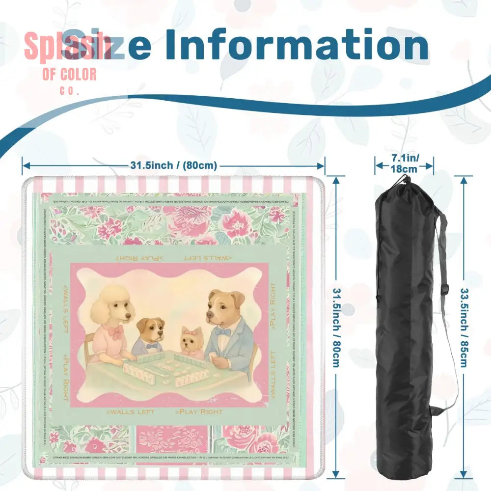 Mahjong Mat Watercolor Dogs Playing Mahjong Cute Preppy Quirky Learning Mahj Mat - 31.5’’x31.5’’ - Daily Accessories