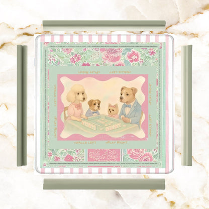 Mahjong Mat Watercolor Dogs Playing Mahjong Cute Preppy Quirky Learning Mahj Mat - 31.5’’x31.5’’ - Daily Accessories