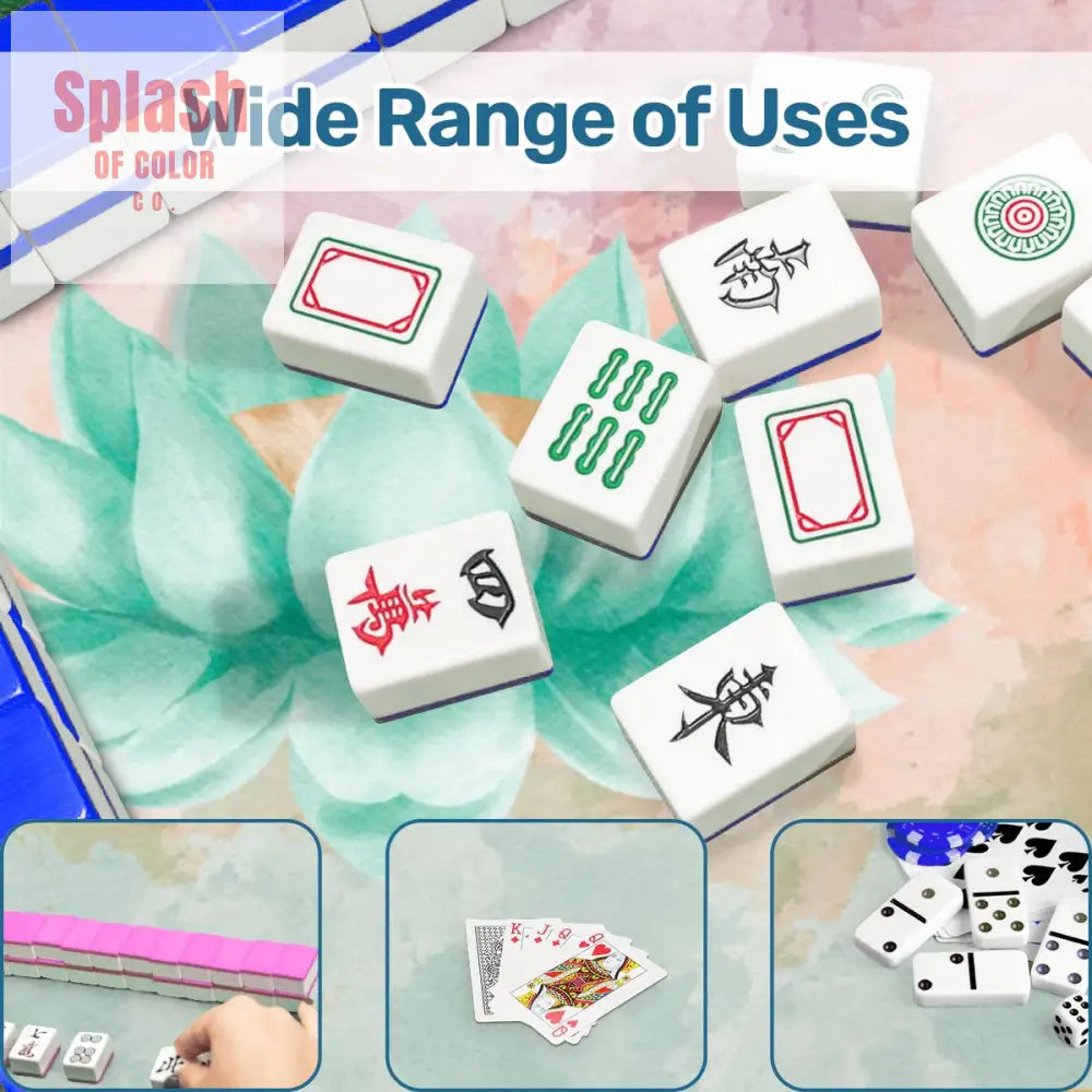 Mahjong Mat Watercolor Peacock Lotus Flower Mahj Mat Coordinates With Sierra Mahj Tile Set 31.5’’x31.5’’ Daily