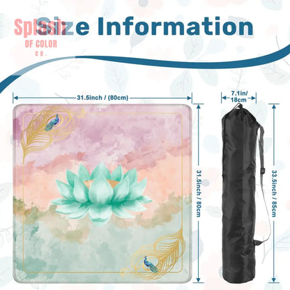 Mahjong Mat Watercolor Peacock Lotus Flower Mahj Mat Coordinates With Sierra Mahj Tile Set 31.5’’x31.5’’ Daily