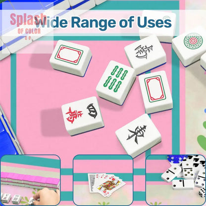 Mahjong Mat Watercolor Preppy Pink Green Teal Scandinavian Floral Mahj Mat - 31.5’’x31.5’’ - Daily Accessories