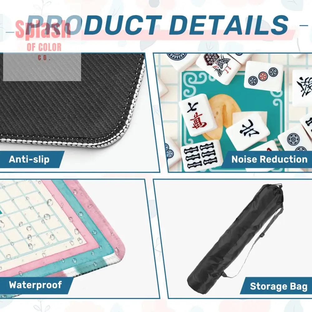 Mahjong Mat Watercolor Striped Mahj Grid Qhimsical Fortune Cookie Mahj Mat 31.5’’x31.5’’ Daily Accessories