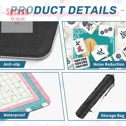 Mahjong Mat Watercolor Striped Mahj Grid Qhimsical Fortune Cookie Mahj Mat 31.5’’x31.5’’ Daily Accessories