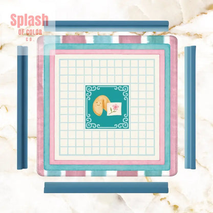 Mahjong Mat Watercolor Striped Mahj Grid Qhimsical Fortune Cookie Mahj Mat 31.5’’x31.5’’ Daily Accessories