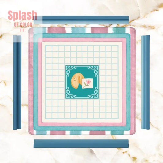 Mahjong Mat Watercolor Striped Mahj Grid Qhimsical Fortune Cookie Mahj Mat 31.5’’x31.5’’ Daily Accessories