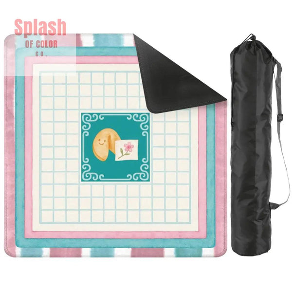 Mahjong Mat Watercolor Striped Mahj Grid Qhimsical Fortune Cookie Mahj Mat 31.5’’x31.5’’ Daily Accessories