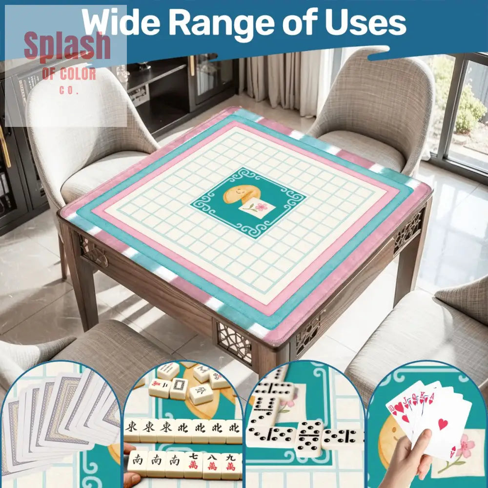 Mahjong Mat Watercolor Striped Mahj Grid Qhimsical Fortune Cookie Mahj Mat 31.5’’x31.5’’ Daily Accessories