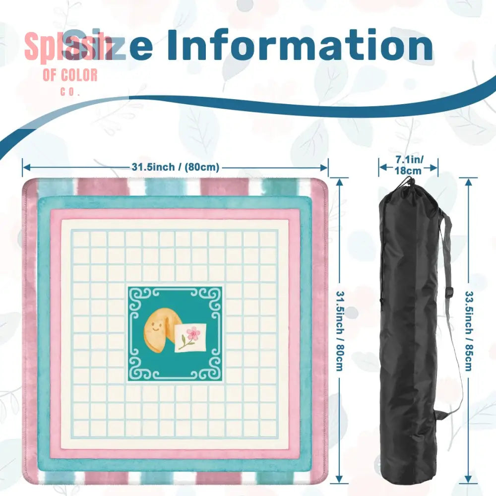 Mahjong Mat Watercolor Striped Mahj Grid Qhimsical Fortune Cookie Mahj Mat 31.5’’x31.5’’ Daily Accessories