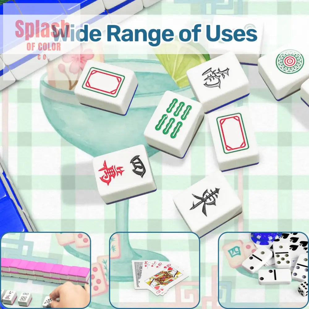 Mahjong Mat Whimsical Tiles And Cocktail Pastel Watercolor Preppy Mahj Mat 31.5’’x31.5’’ Daily Accessories