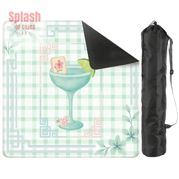 Mahjong Mat Whimsical Tiles And Cocktail Pastel Watercolor Preppy Mahj Mat 31.5’’x31.5’’ Daily Accessories