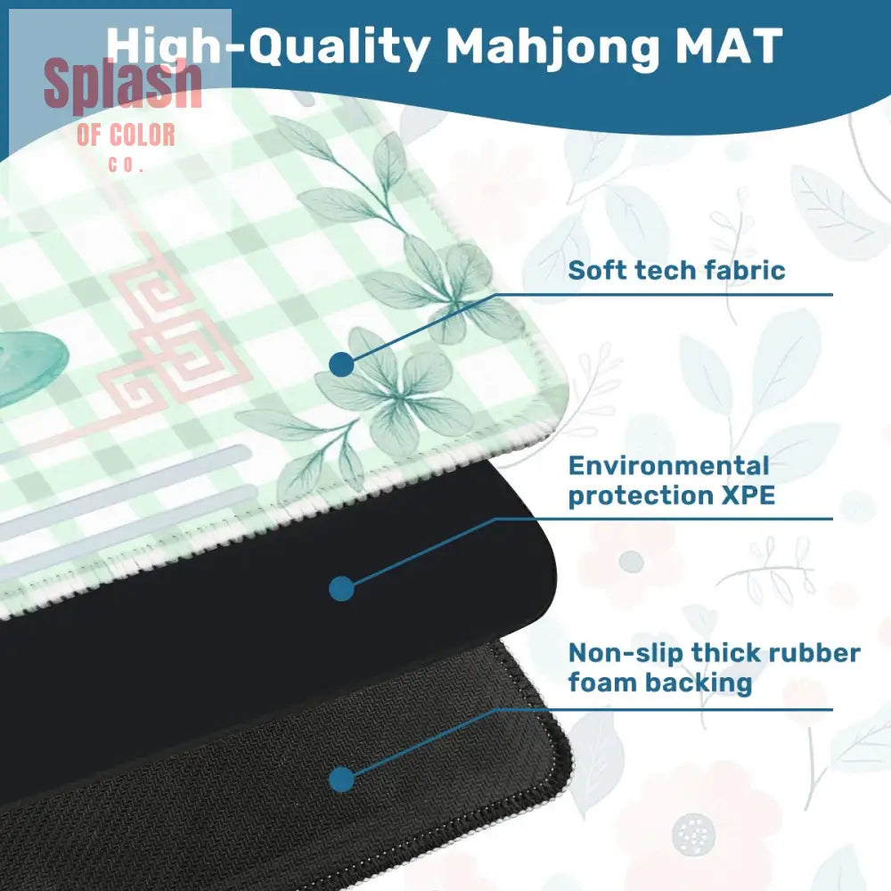 Mahjong Mat Whimsical Tiles And Cocktail Pastel Watercolor Preppy Mahj Mat 31.5’’x31.5’’ Daily Accessories