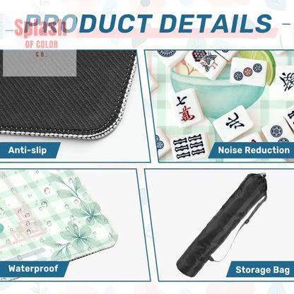 Mahjong Mat Whimsical Tiles And Cocktail Pastel Watercolor Preppy Mahj Mat 31.5’’x31.5’’ Daily Accessories