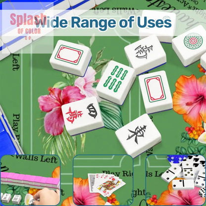 Mahjong Mat With Instructions Preppy Pink Green Charleston Tropical Mahjong Game Mat - 31.5’’x31.5’’ - Daily Accessories