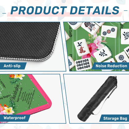 Mahjong Mat With Instructions Preppy Pink Green Charleston Tropical Mahjong Game Mat - 31.5’’x31.5’’ - Daily Accessories