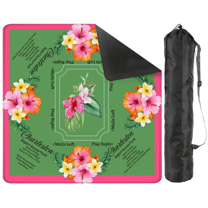 Mahjong Mat With Instructions Preppy Pink Green Charleston Tropical Mahjong Game Mat - 31.5’’x31.5’’ - Daily Accessories