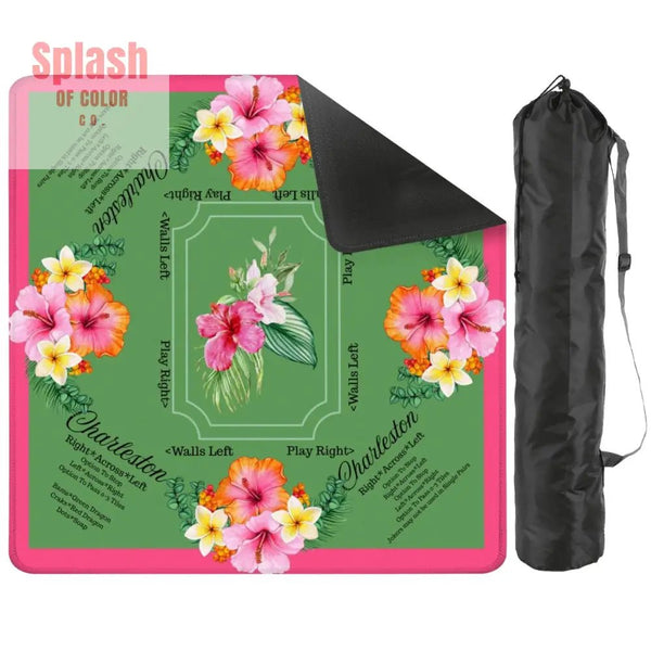 Mahjong Mat With Instructions Preppy Pink Green Charleston Tropical Mahjong Game Mat - 31.5’’x31.5’’ - Daily Accessories