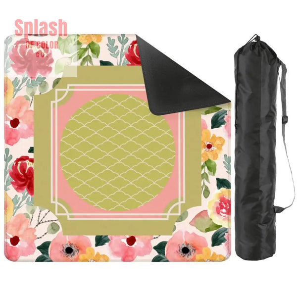 Mahjong Mat With Pretty Preppy Watercolor Flowers Mahj Gamer Enthusiast Mat - 31.5’’x31.5’’ - Daily Accessories