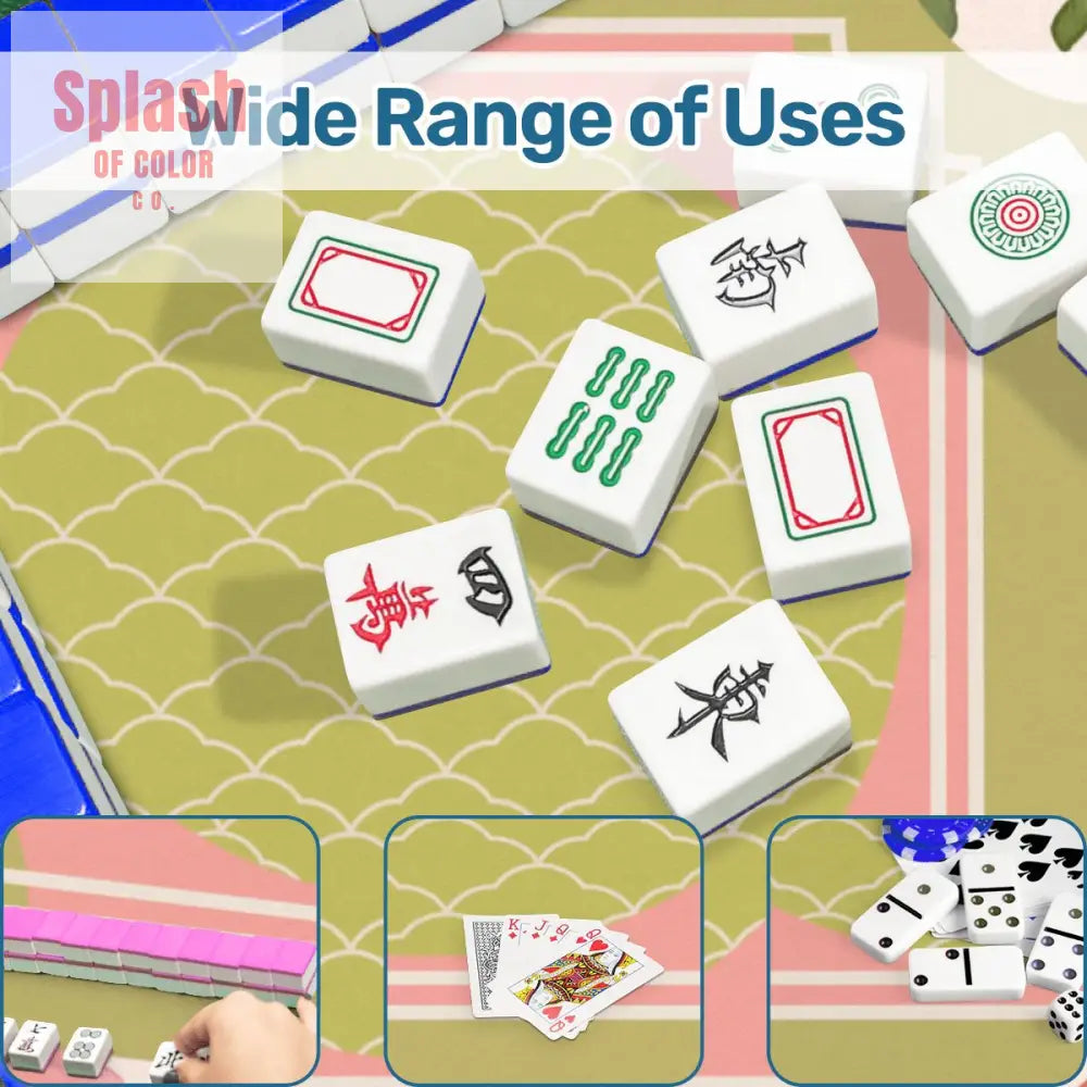 Mahjong Mat With Pretty Preppy Watercolor Flowers Mahj Gamer Enthusiast Mat - 31.5’’x31.5’’ - Daily Accessories