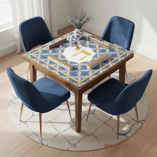 Chai Royale Jewish Designed Lucky Number 18 Mahjong Mat - Splash of Color Co.