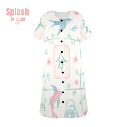 Mahjong Muumuu Dress Pastel Pink Blue Fun Wear Mahj Lover Gift Pajamas