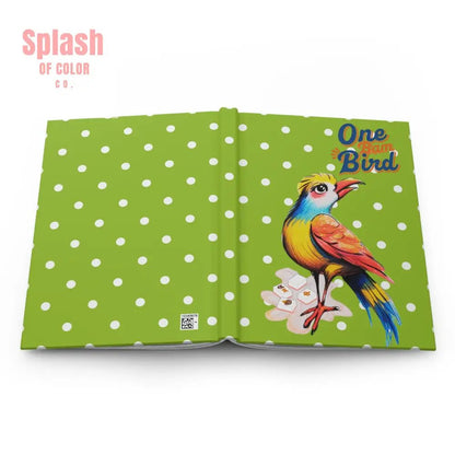 Mahjong One Bird Bam Vibrant Hardcover Notebook For Mahj Lovers Green White Polka Dot Preppy Style Journal Paper