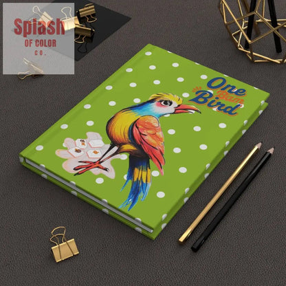 Mahjong One Bird Bam Vibrant Hardcover Notebook For Mahj Lovers Green White Polka Dot Preppy Style Journal Paper