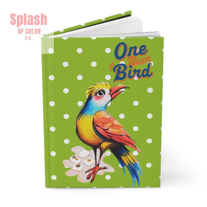 Mahjong One Bird Bam Vibrant Hardcover Notebook For Mahj Lovers Green White Polka Dot Preppy Style Journal Paper