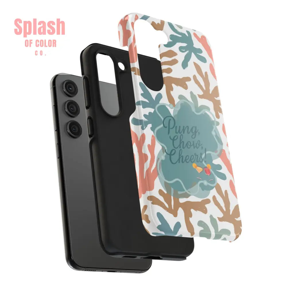 Mahjong Phone Case Coral Cheerful Design Pung Chow Cheers Mahj Gift - Phone Case
