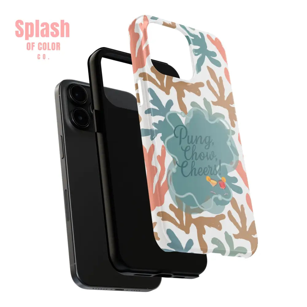 Mahjong Phone Case Coral Cheerful Design Pung Chow Cheers Mahj Gift - Phone Case