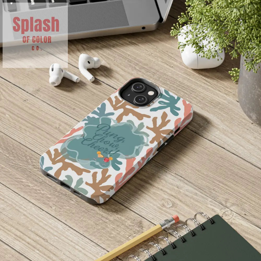 Mahjong Phone Case Coral Cheerful Design Pung Chow Cheers Mahj Gift - Phone Case