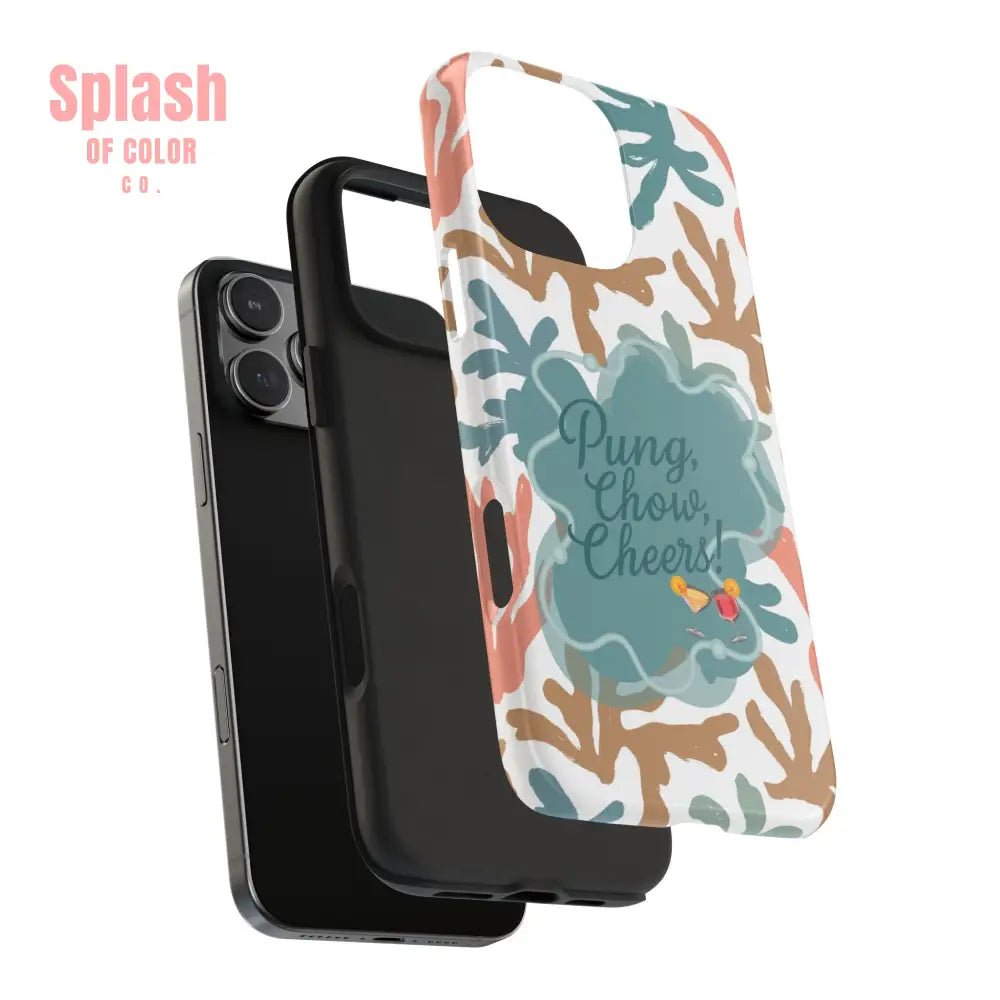 Mahjong Phone Case Coral Cheerful Design Pung Chow Cheers Mahj Gift - Phone Case